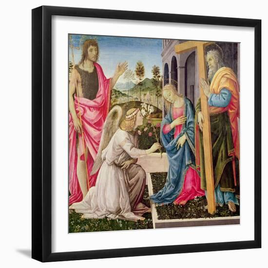 Annunciation with St. Joseph and St. John the Baptist, C.1485 (Tempera on Panel)-Filippino Lippi-Framed Giclee Print