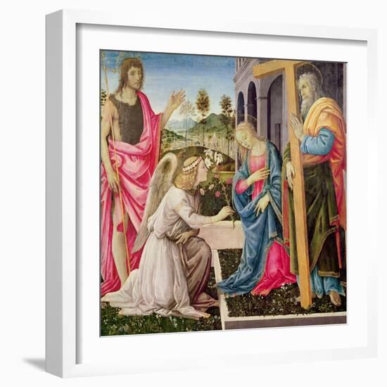 Annunciation with St. Joseph and St. John the Baptist, C.1485 (Tempera on Panel)-Filippino Lippi-Framed Giclee Print