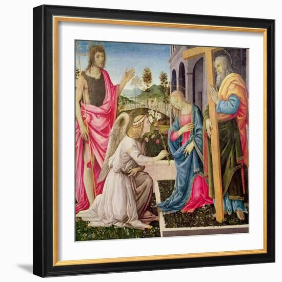 Annunciation with St. Joseph and St. John the Baptist, C.1485 (Tempera on Panel)-Filippino Lippi-Framed Giclee Print