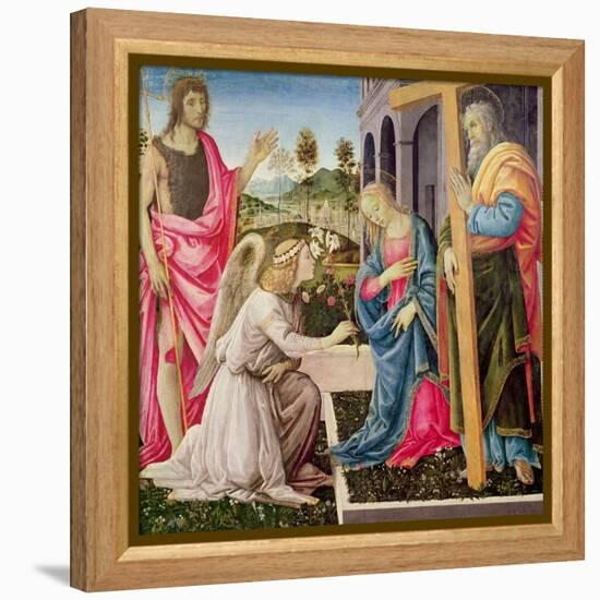 Annunciation with St. Joseph and St. John the Baptist, C.1485 (Tempera on Panel)-Filippino Lippi-Framed Premier Image Canvas