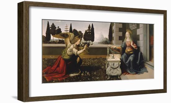 Annunciation-Leonardo Da Vinci-Framed Premium Giclee Print