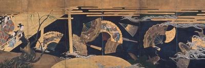 Woman Admiring Floating Fans, Screen, Edo Period-Anonymous-Framed Premier Image Canvas