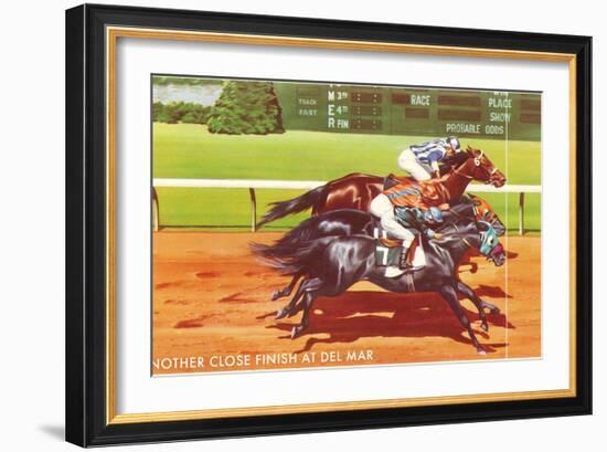 Another Close Finish at Del Mar, California-null-Framed Art Print