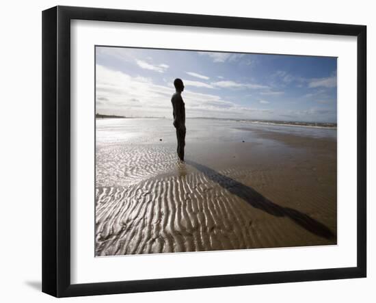 Another Place Sculpture by Antony Gormley on the Beach at Crosby, Liverpool, England, UK-Martin Child-Framed Photographic Print