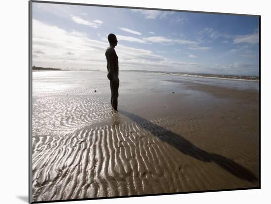 Another Place Sculpture by Antony Gormley on the Beach at Crosby, Liverpool, England, UK-Martin Child-Mounted Photographic Print