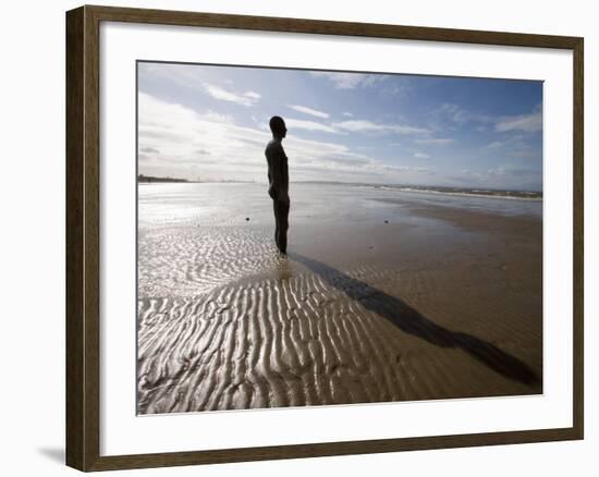 Another Place Sculpture by Antony Gormley on the Beach at Crosby, Liverpool, England, UK-Martin Child-Framed Photographic Print