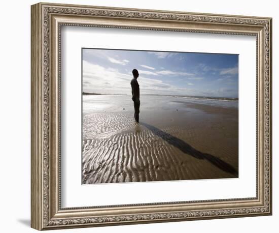 Another Place Sculpture by Antony Gormley on the Beach at Crosby, Liverpool, England, UK-Martin Child-Framed Photographic Print