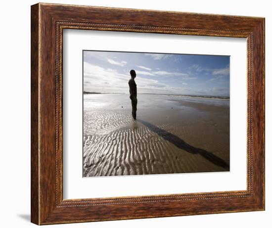 Another Place Sculpture by Antony Gormley on the Beach at Crosby, Liverpool, England, UK-Martin Child-Framed Photographic Print