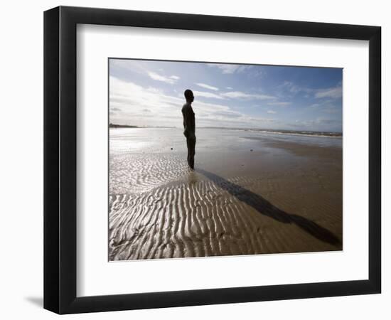 Another Place Sculpture by Antony Gormley on the Beach at Crosby, Liverpool, England, UK-Martin Child-Framed Photographic Print