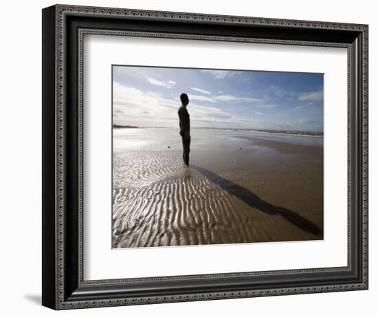 Another Place Sculpture by Antony Gormley on the Beach at Crosby, Liverpool, England, UK-Martin Child-Framed Photographic Print