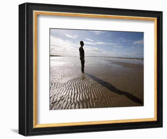 Another Place Sculpture by Antony Gormley on the Beach at Crosby, Liverpool, England, UK-Martin Child-Framed Photographic Print