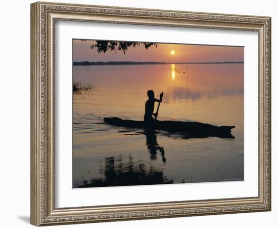 Anouak Man in Canoe, Lake Tata, Ethiopia, Africa-J P De Manne-Framed Photographic Print