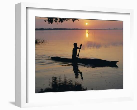 Anouak Man in Canoe, Lake Tata, Ethiopia, Africa-J P De Manne-Framed Photographic Print