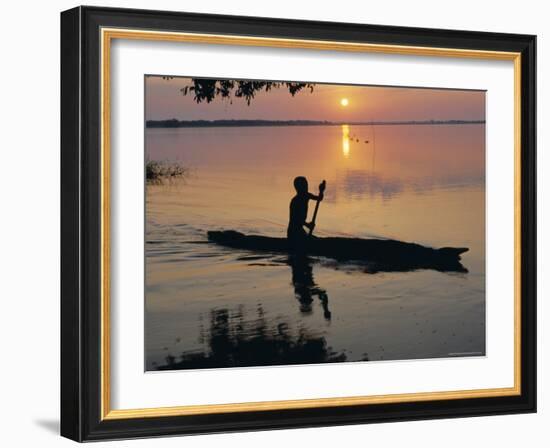 Anouak Man in Canoe, Lake Tata, Ethiopia, Africa-J P De Manne-Framed Photographic Print