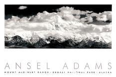 Grassy Valley Tree Covered Mt Side And Snow Covered Peaks Grand "Teton NP" Wyoming 1933-1942-Ansel Adams-Mounted Art Print
