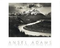 View From River Valley Towards Snow Covered Mts River In Fgnd, Grand Teton NP Wyoming 1933-1942-Ansel Adams-Art Print