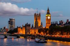Big Ben and Westminster Bridge in the Evening, London, United Kingdom-anshar-Photographic Print