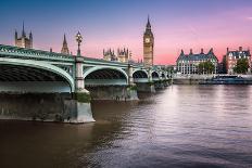 Big Ben, Queen Elizabeth Tower and Wesminster Bridge Illuminated at Dawn, London, United Kingdom-anshar-Photographic Print