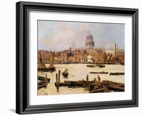 Ansicht der St.-Pauls Kathedrale von der Themse aus-Paolo Sala-Framed Giclee Print