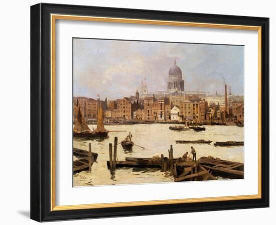 Ansicht der St.-Pauls Kathedrale von der Themse aus-Paolo Sala-Framed Giclee Print