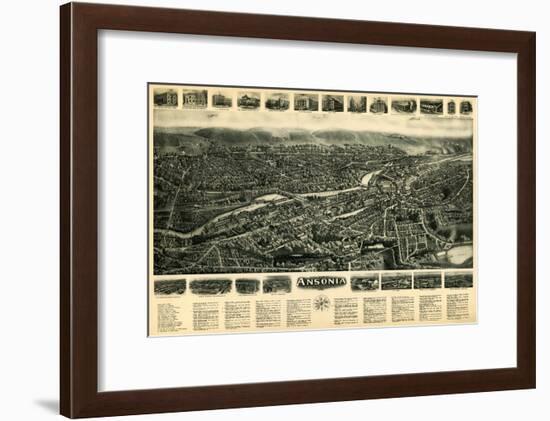 Ansonia, Connecticut - Panoramic Map - Ansonia, CT-Lantern Press-Framed Art Print