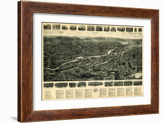 Ansonia, Connecticut - Panoramic Map - Ansonia, CT-Lantern Press-Framed Art Print