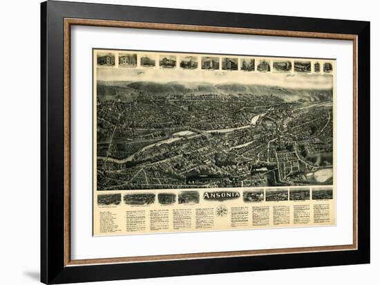 Ansonia, Connecticut - Panoramic Map - Ansonia, CT-Lantern Press-Framed Art Print