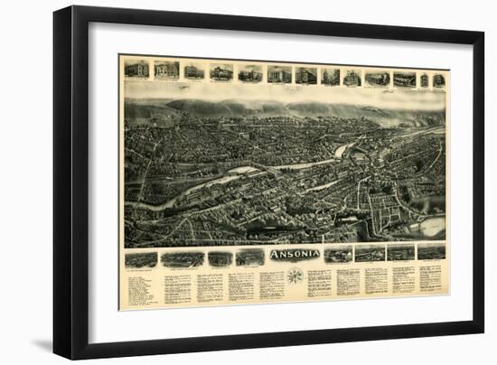 Ansonia, Connecticut - Panoramic Map - Ansonia, CT-Lantern Press-Framed Art Print