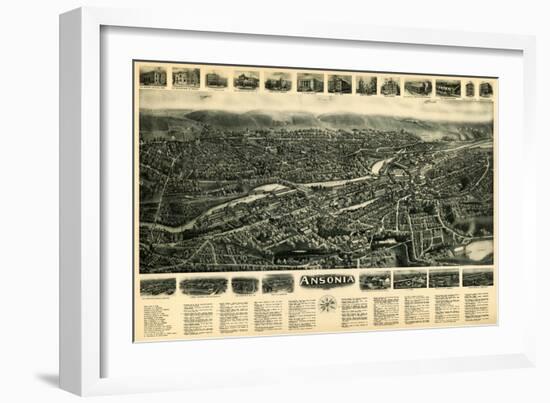 Ansonia, Connecticut - Panoramic Map - Ansonia, CT-Lantern Press-Framed Art Print