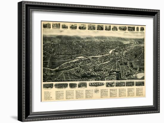 Ansonia, Connecticut - Panoramic Map - Ansonia, CT-Lantern Press-Framed Art Print