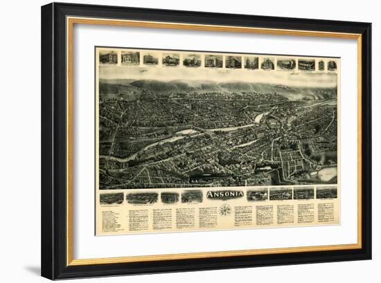 Ansonia, Connecticut - Panoramic Map - Ansonia, CT-Lantern Press-Framed Art Print