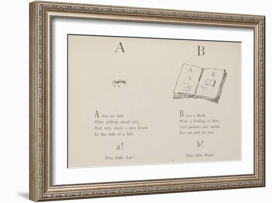 Ant and Book Illustrations and Verse From Nonsense Alphabets by Edward Lear.-Edward Lear-Framed Giclee Print