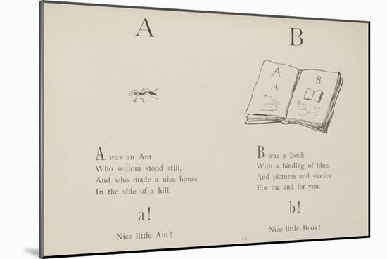 Ant and Book Illustrations and Verse From Nonsense Alphabets by Edward Lear.-Edward Lear-Mounted Giclee Print