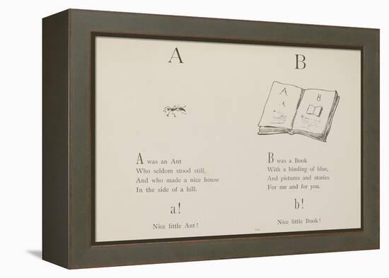 Ant and Book Illustrations and Verse From Nonsense Alphabets by Edward Lear.-Edward Lear-Framed Premier Image Canvas