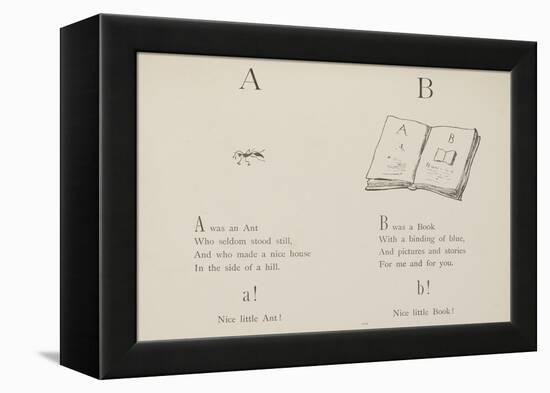 Ant and Book Illustrations and Verse From Nonsense Alphabets by Edward Lear.-Edward Lear-Framed Premier Image Canvas