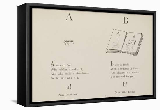 Ant and Book Illustrations and Verse From Nonsense Alphabets by Edward Lear.-Edward Lear-Framed Premier Image Canvas