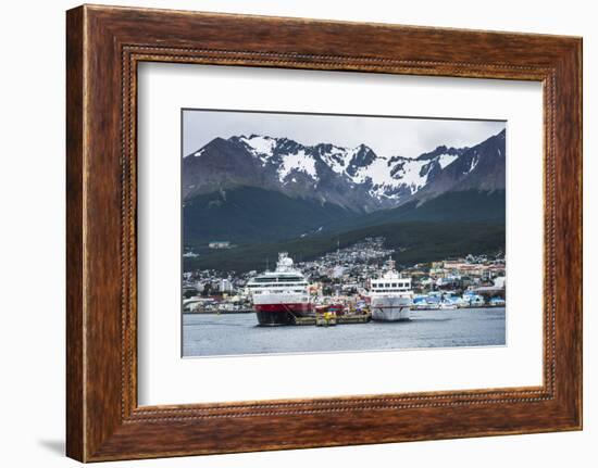 Antarctic Cruise Ships Docked in Ushuaia, Tierra Del Fuego, Patagonia, Argentina, South America-Matthew Williams-Ellis-Framed Photographic Print