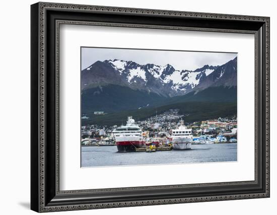 Antarctic Cruise Ships Docked in Ushuaia, Tierra Del Fuego, Patagonia, Argentina, South America-Matthew Williams-Ellis-Framed Photographic Print