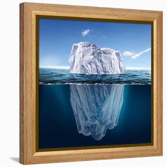 Antarctic Iceberg in the Ocean. Beautiful Polar Sea Background.-Sergey Nivens-Framed Stretched Canvas