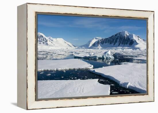 Antarctica. Antarctic Circle. Adelaide Island. the Gullet. Ice Floes-Inger Hogstrom-Framed Premier Image Canvas