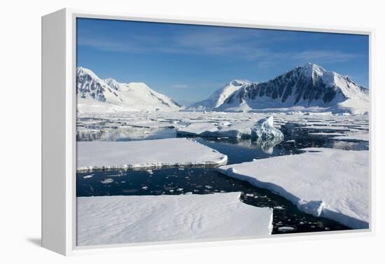 Antarctica. Antarctic Circle. Adelaide Island. the Gullet. Ice Floes-Inger Hogstrom-Framed Premier Image Canvas