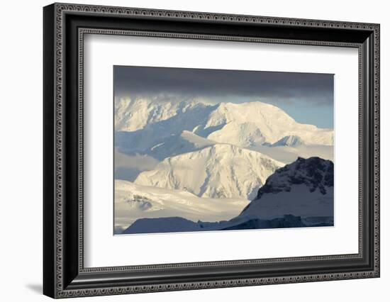 Antarctica. Paradise Harbor. Bright Sunlight on the Mountains Beyond-Inger Hogstrom-Framed Photographic Print