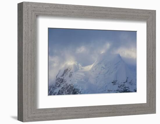 Antarctica. Paradise Harbor. Snowy Mountains and Clouds at Sunrise-Inger Hogstrom-Framed Photographic Print