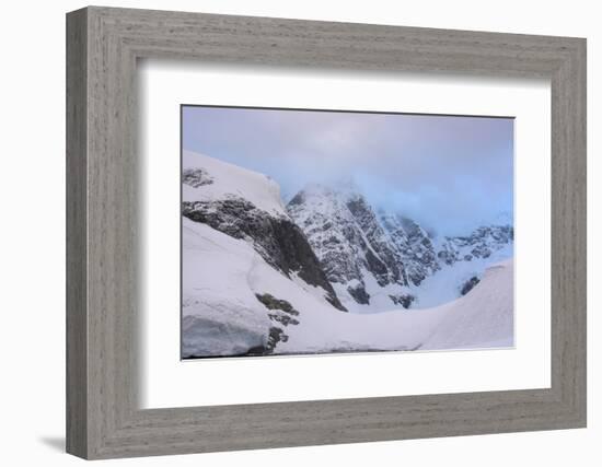 Antarctica. Paradise Harbor. Snowy Mountains and Clouds at Sunrise-Inger Hogstrom-Framed Photographic Print