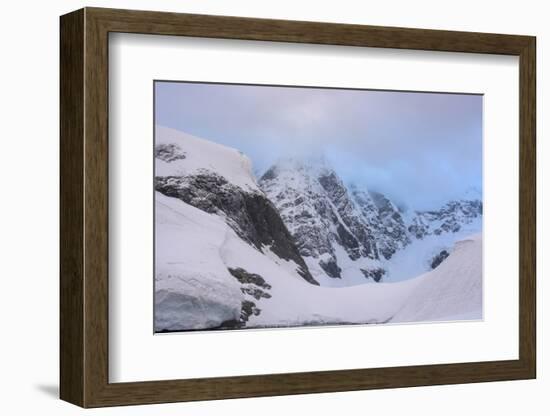 Antarctica. Paradise Harbor. Snowy Mountains and Clouds at Sunrise-Inger Hogstrom-Framed Photographic Print