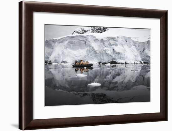 Antarctica. Tourists Looking at a Glacier from a Zodiac-Janet Muir-Framed Photographic Print