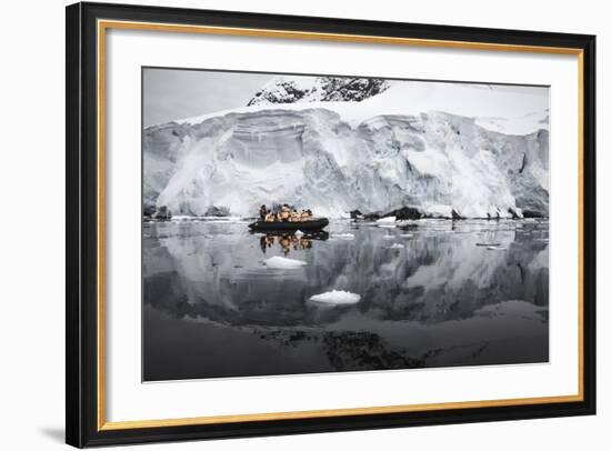 Antarctica. Tourists Looking at a Glacier from a Zodiac-Janet Muir-Framed Photographic Print