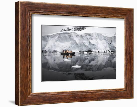 Antarctica. Tourists Looking at a Glacier from a Zodiac-Janet Muir-Framed Photographic Print