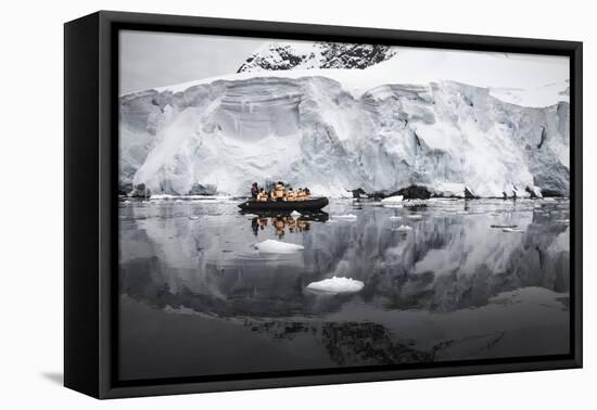 Antarctica. Tourists Looking at a Glacier from a Zodiac-Janet Muir-Framed Premier Image Canvas