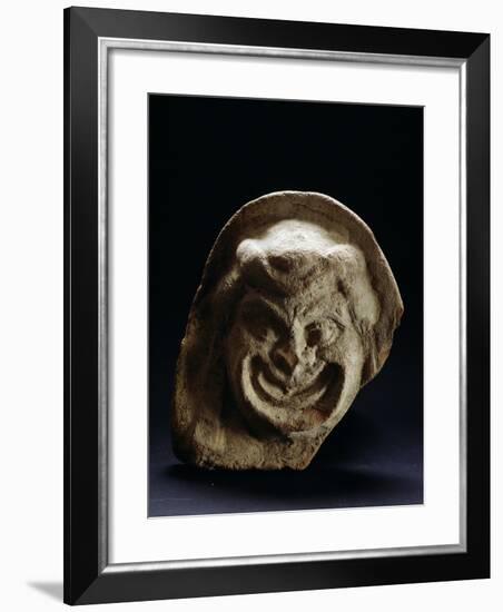 Antefix Depicting Mask of Silenus, Terracotta, from Ciro Marina, Calabria, Italy-null-Framed Giclee Print